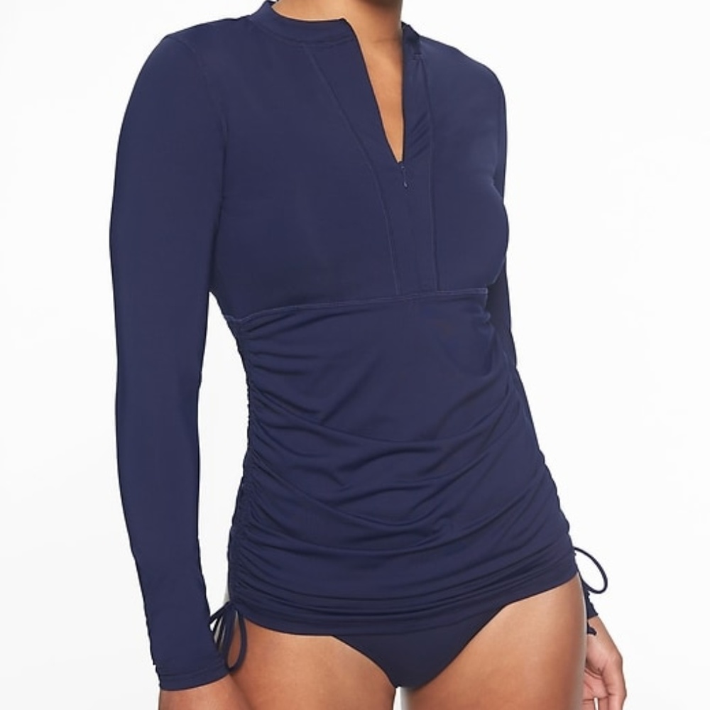 Ruched Rashguard - dress blue color